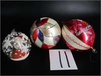 Lot (3) Hand Blown Christmas Ornaments