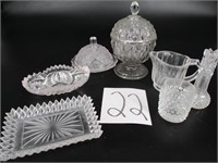 Lot (6) Pieces Pressed Glass