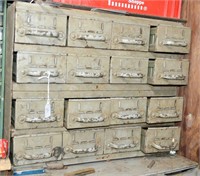 Metal Tool Storage Bins / Cabinet - Contents are