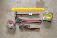 Group Lot of Tools - small Pipe Wrench, Crescent