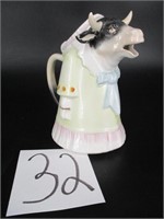 Lot of 2 Early Bisque Cow Creamer Pitchers