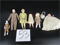 Lot (6) Early Jointed Bisque Dolls