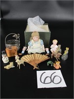 Lot of Miniatures & Jointed Bisque Doll