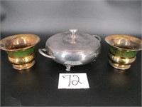 Lot (4) Items - Plated Bowl, Glass Planters, Stain