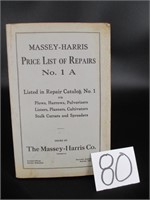 Massey Harris Price List Catalog