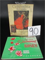 Lot (2) Columbia Records Catalogs - 1920 & 1939