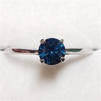 Unique 14K White Gold Blue Diamond Ring SJC