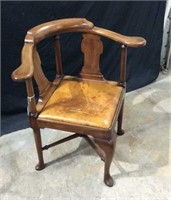 Vintage Corner Chair w/leather Seat K12A