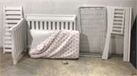 White Wooden Crib w Mattress W