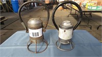 2 x railroad hand lanterns