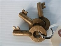 3 railroad keys marked PCRR