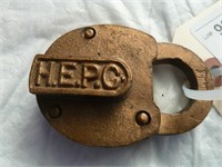 railroad lock marked HEPC
