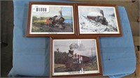 3 framed train prints
