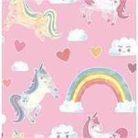 Wallpaper Rainbow Unicorn Cloud Print Pink 2 rolls