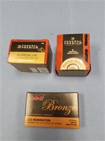 Lot of 3:  2 boxes of 38 special and a 20 round bo