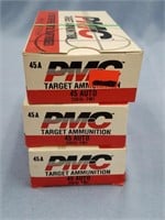 Lot of 3  50 round boxes of .45 We will not ship t