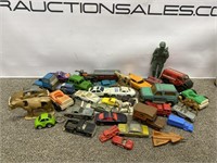 Assortment of vintage and modern toy cars and