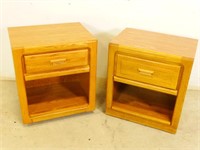 Pair of (2) Light Wood Side Tables w/ Storage