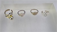 (4) Assorted 925 Sterling Silver Rings Sz. 6-7.5