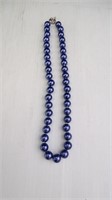 Lustrous Blue Beaded Necklace: 17" Length