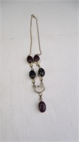 925 Sterling Necklace w/ Glass Bead Accents