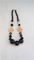 Black & Pink Beaded Necklace: 20" Length