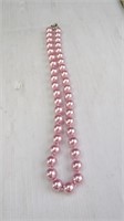 Pink Pearlescent Beaded Necklace: 18" Length