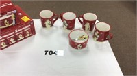 Ceramic Snowman mugs and bowl with spreading knife