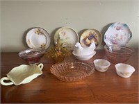 MIX GROUP OF GLASS / CHINA / HEN ON A NEST / PINK