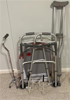Medical Lot-walker cane, toilet handles, sock