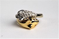 14K GOLD TWIN PANTHER RING