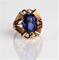 14K ROSE GOLD RING WITH BLUE STONE