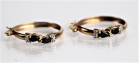 10K GOLD PAIR EARRINGS WITH SAPPHIRES & DIAMONDS