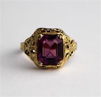 GOLD-FILLED & PURPLE STONE RING