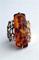 RUSSIAN 14K GOLD & AMBER RING