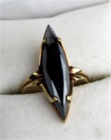 10K GOLD & HEMATITE RING