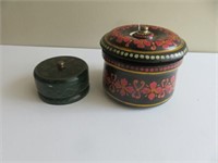 PAIR HAND PAINTED WOODEN BOXES