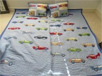 POTTERY BARN KIDS RACE CAR FULL SIZE QUILT AND