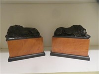 PAIR METAL LION BOOKENDS