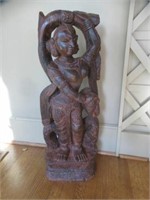 LARGE CARVED WOOD EGYPTIAN STYLE FIGURAL