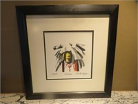 FRAMED INDIAN PRINT - SIGNED