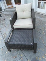 BOSSIMA OUTDOOR RATTAN CHAIR AND OTTOMAN