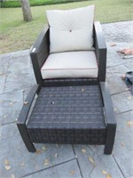 BOSSIMA OUTDOOR RATTAN CHAIR AND OTTOMAN