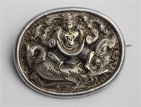 SOUTH ASIAN SILVER REPOUSSE BROOCH