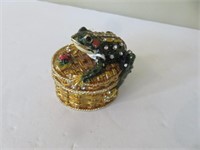 JEWELED AND ENAMELED FROG TRINKET BOX BY JERE