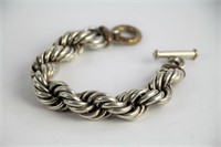 HEAVY ROPE TWIST SILVER BRACELET