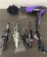 115 - CURLING IRONS AND HAIR DRYER