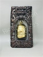 brass bell in wood frame- no mallet