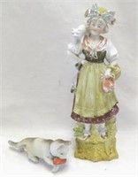 Lady with Cat Bisque Statue-German