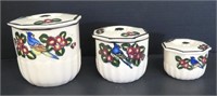 Bowls-nesting-3 with lids-Hand painted-Japan